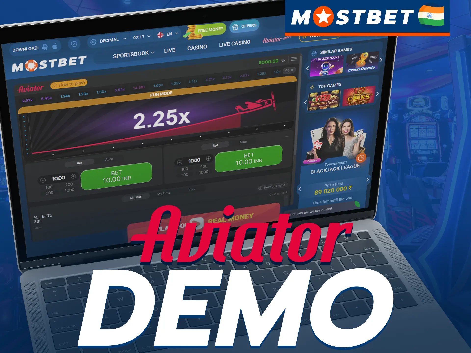 Improve your gaming strategy without any risk with the Aviator demo at Mostbet.