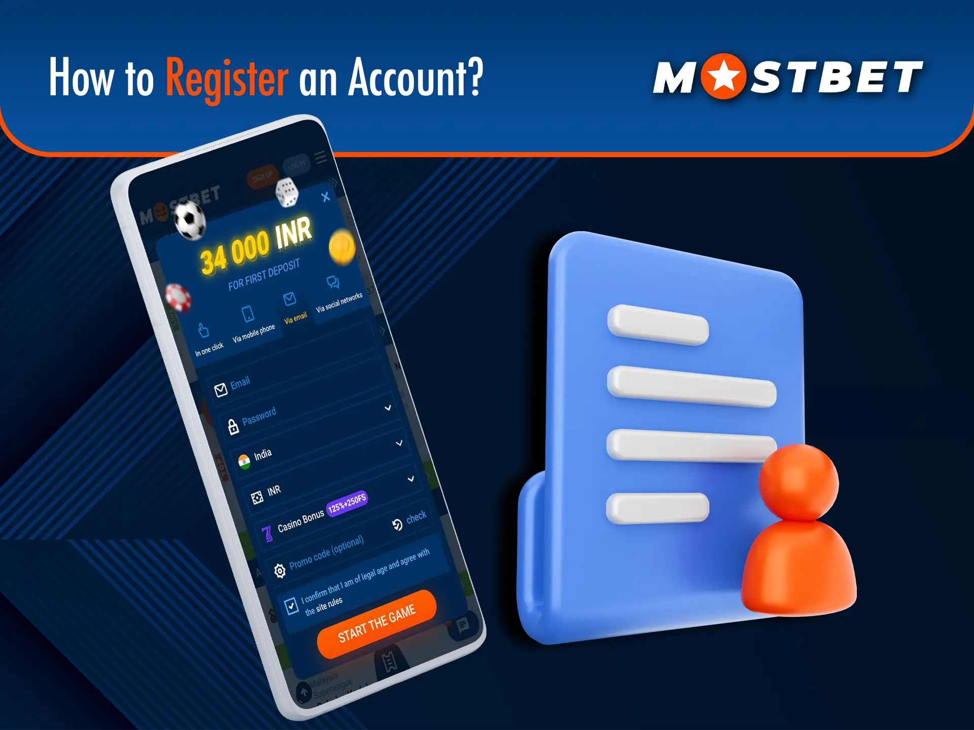 Be as careful as possible when filling out the form to register an account at Mostbet Casino.