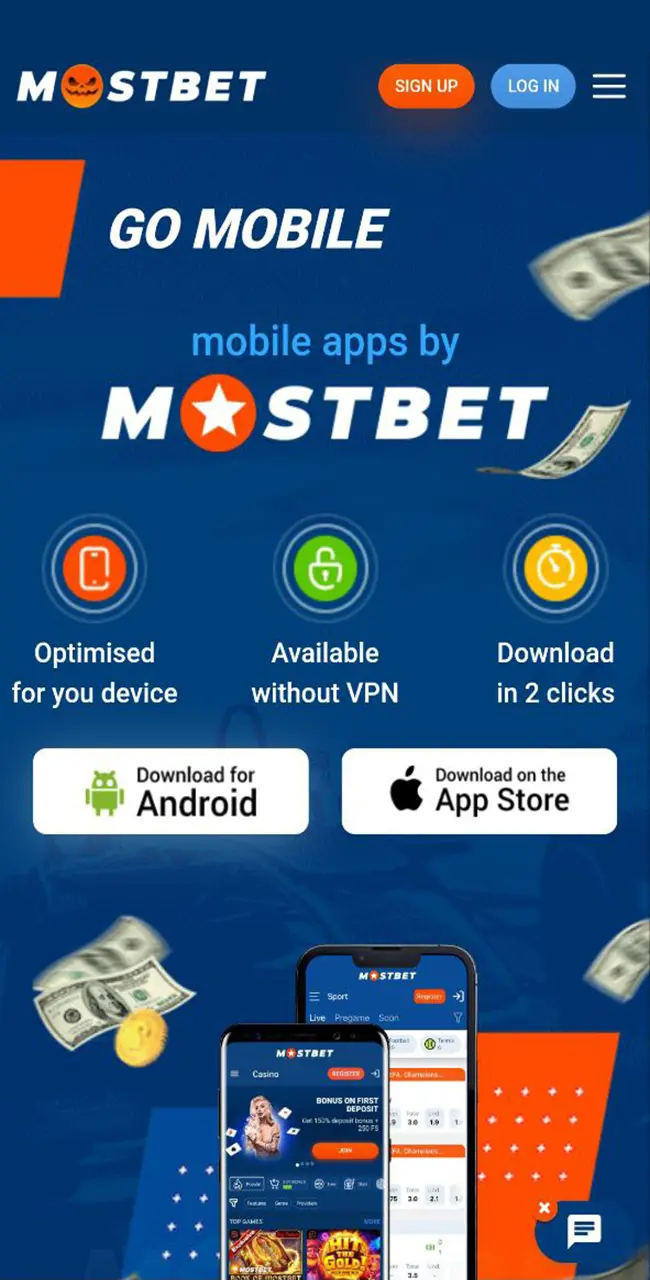 Open the tab with the Mostbet app for Android and download it.