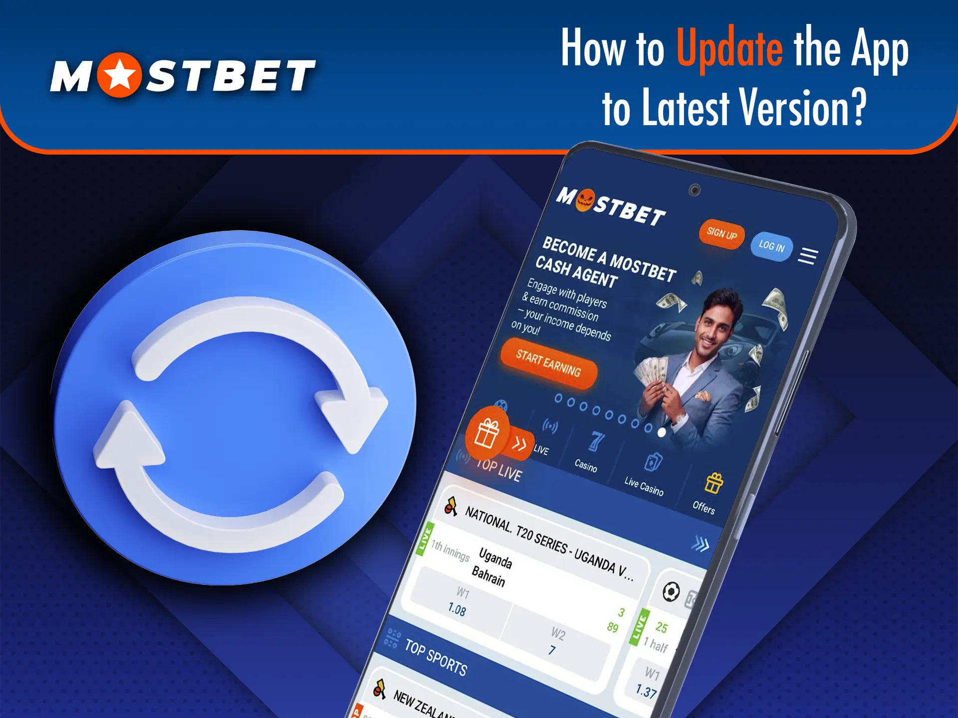 Update the Mostbet app to keep up to date with the latest casino news and promotions.