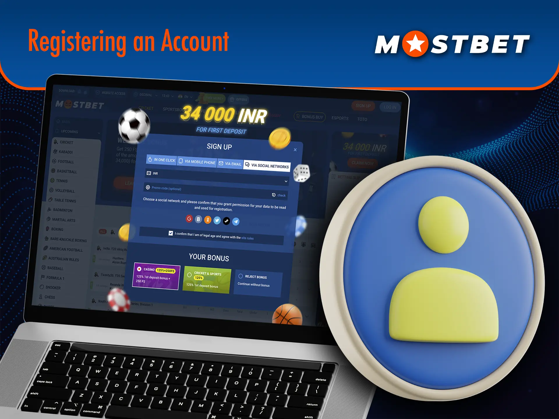 To start playing Aviator from Mostbet you need a simple registration.