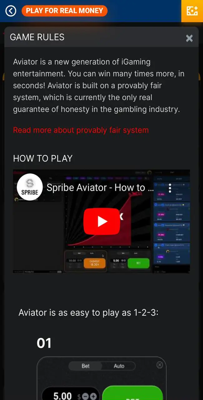 The rules in the Aviator game from Mostbet Casino.