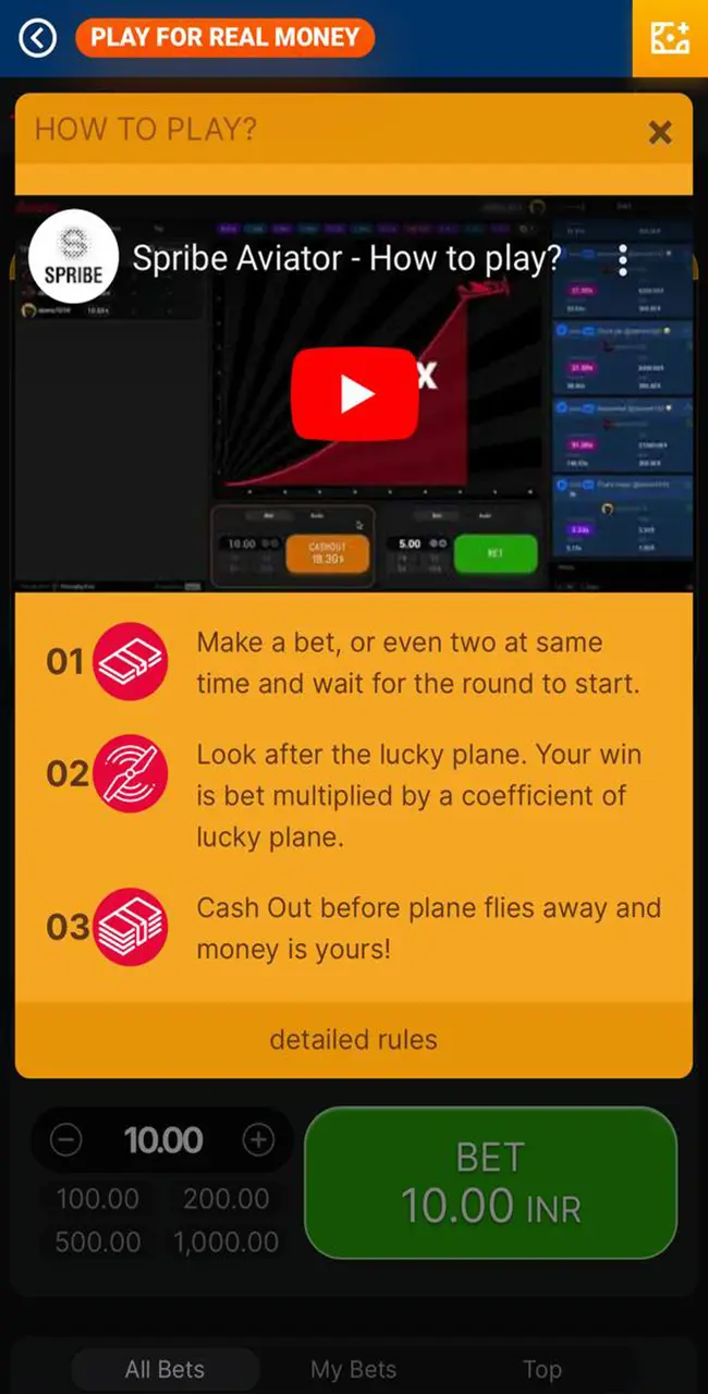 Instructions on how to start the Aviator game from Mostbet Casino.