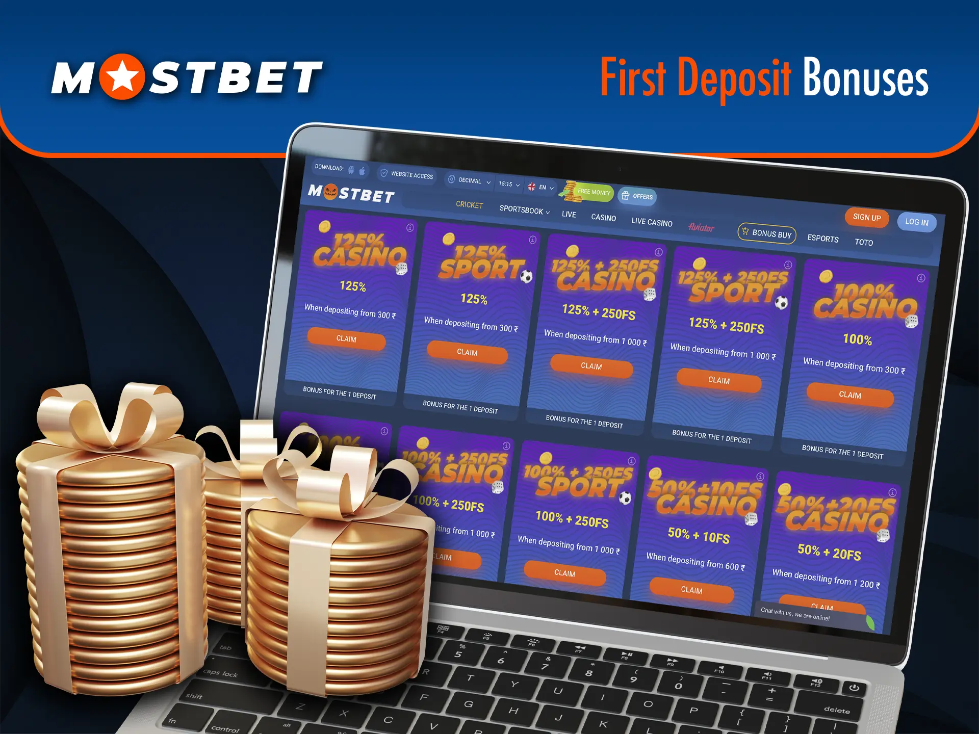 Get information about the bonus you'll get when you make your first deposit at Mostbet Casino.