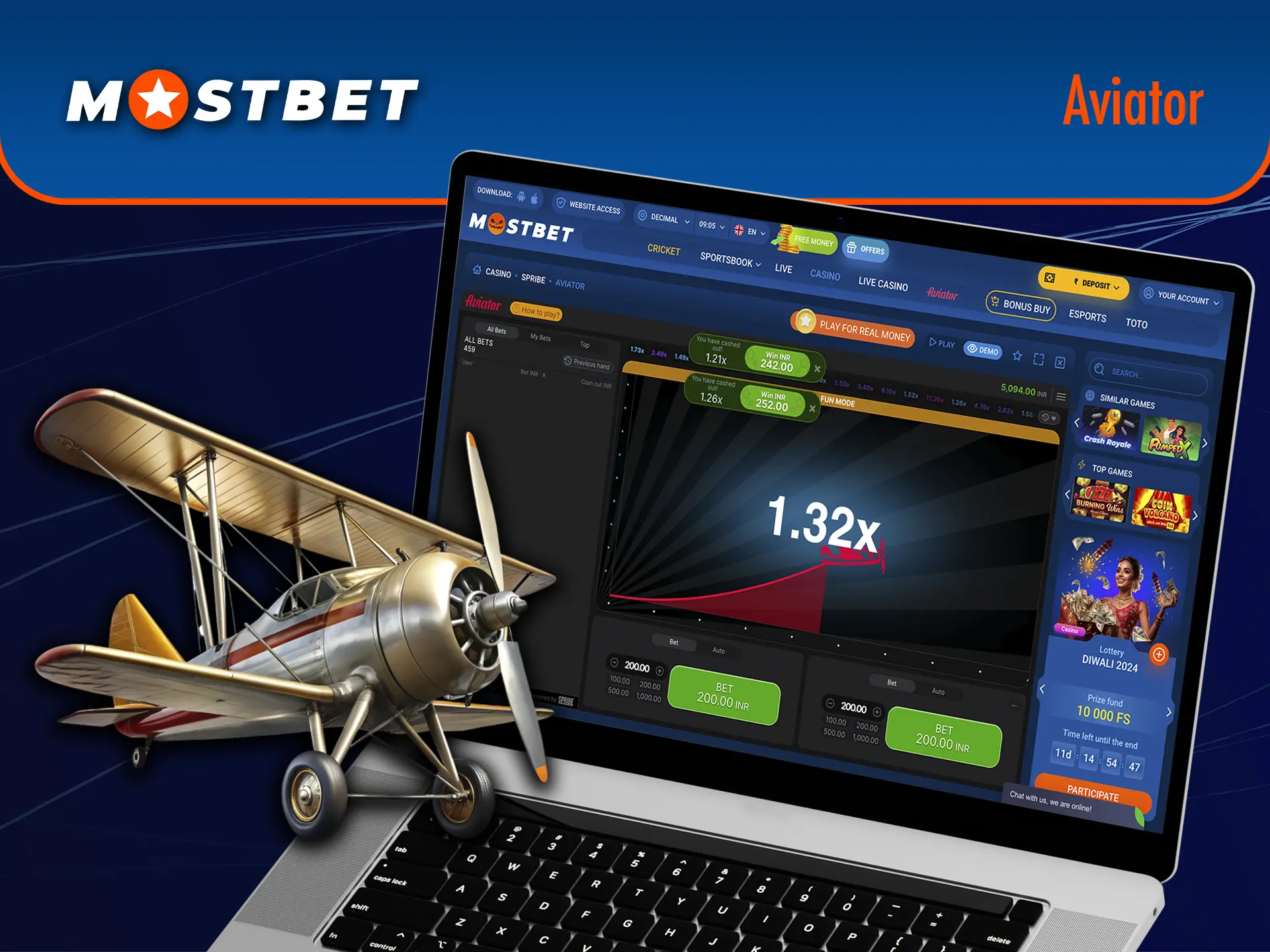 Be careful and withdraw your winnings in time in the Aviator game from Mostbet casino.