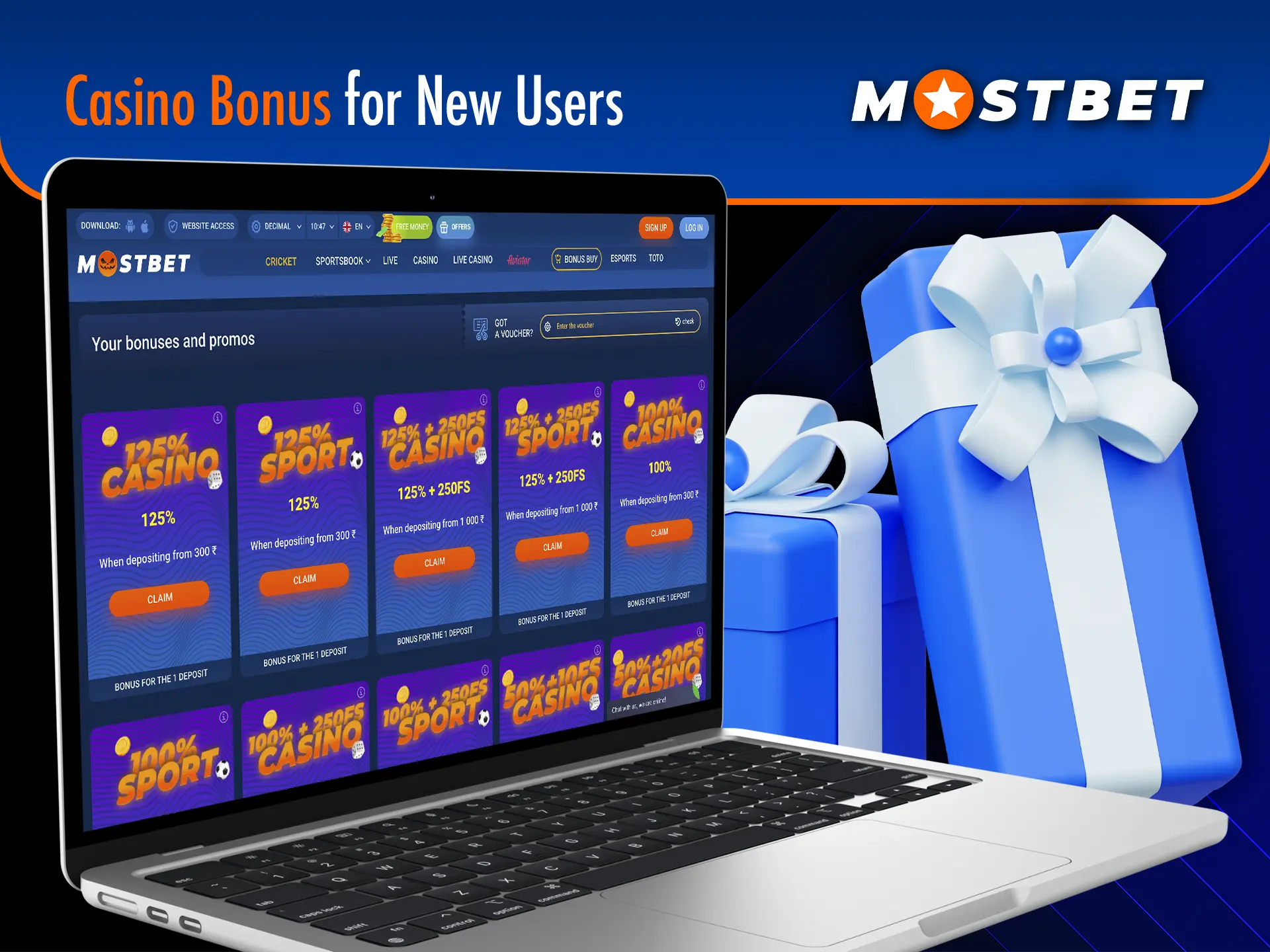 Use the casino bonus from Mostbet to maximise your deposit and possible bets.