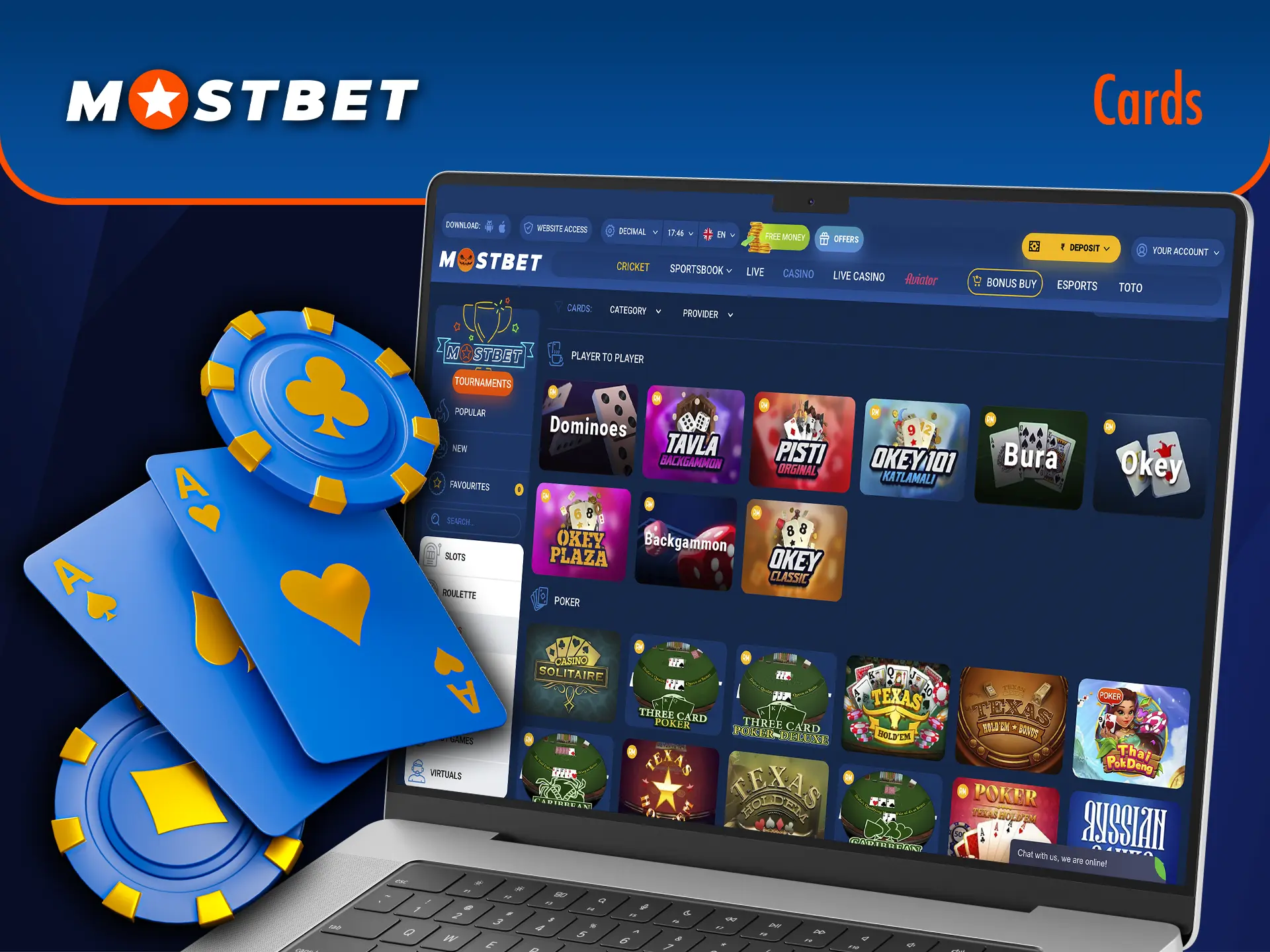 Show your skills in card games from Mostbet.