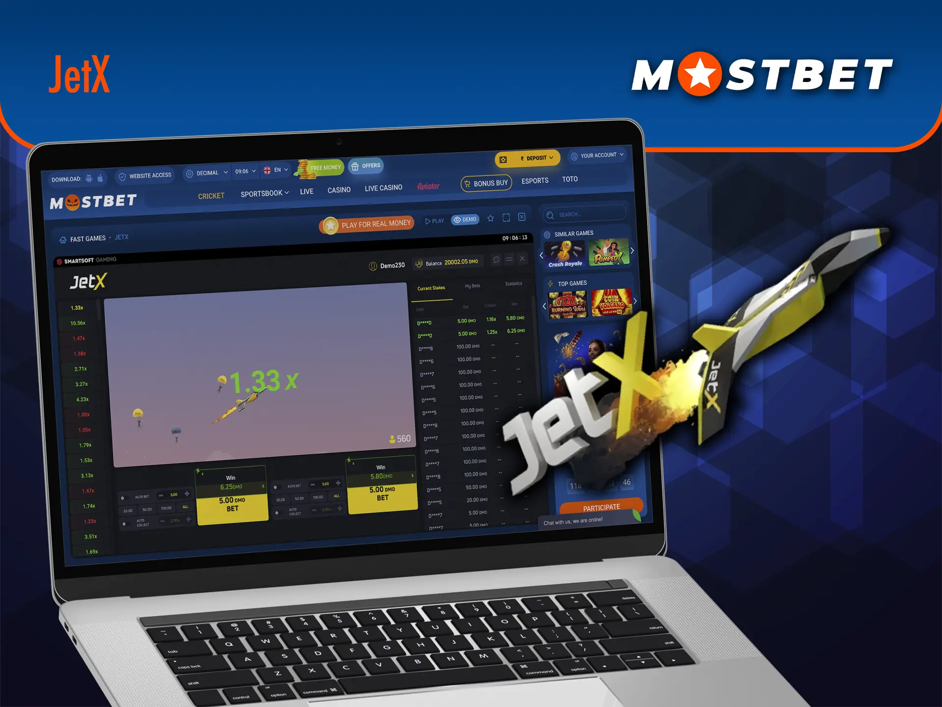 Play Jetx from Mostbet and get the chance to win big cash prizes.