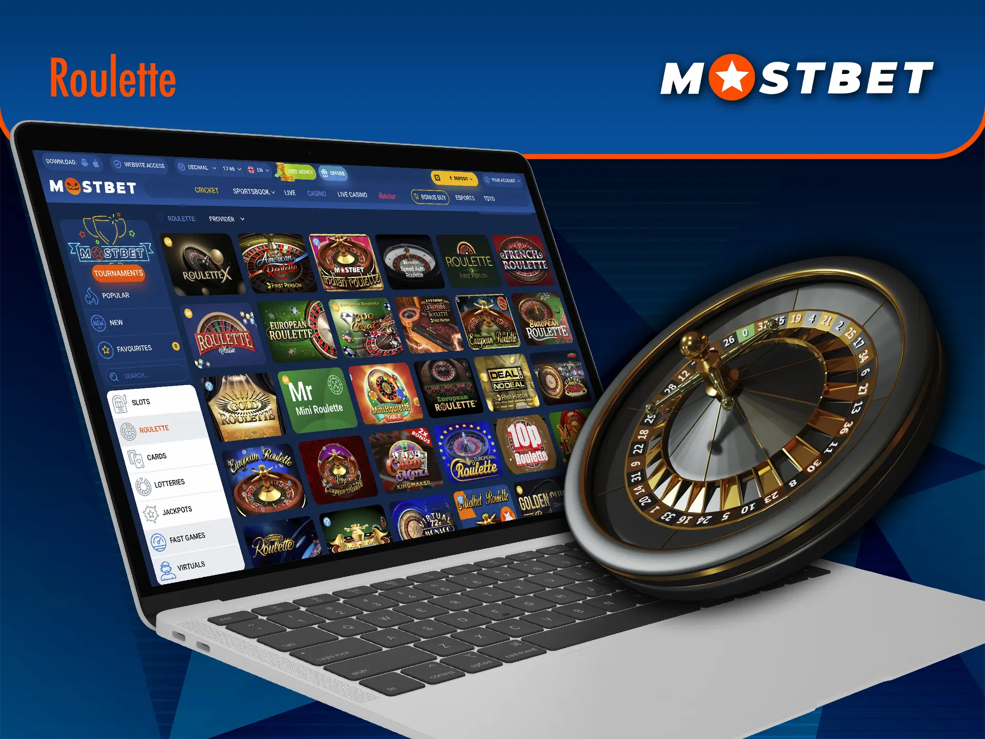 Bet on red or black in roulette from Mostbet Casino.