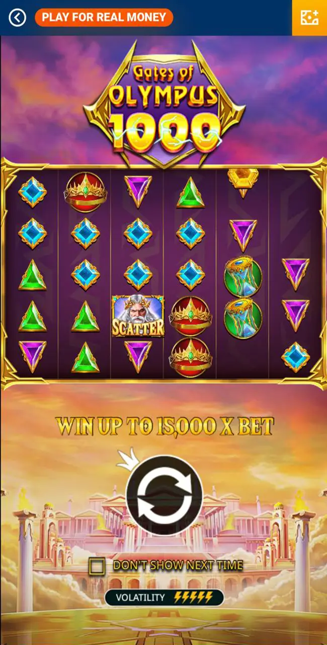 Loading screen of the Gates of Olympus game from Mostbet Casino.