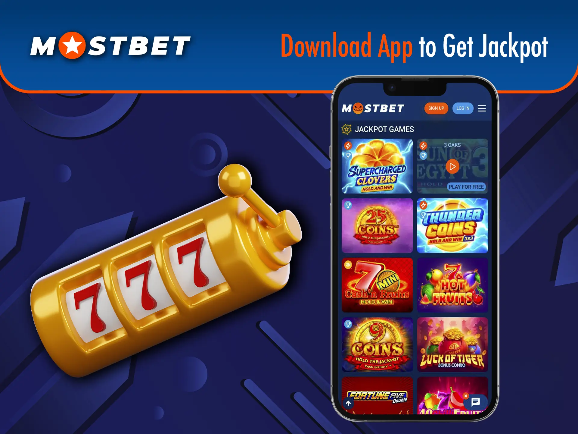 Play and enjoy jackpot slots on the Mostbet app.