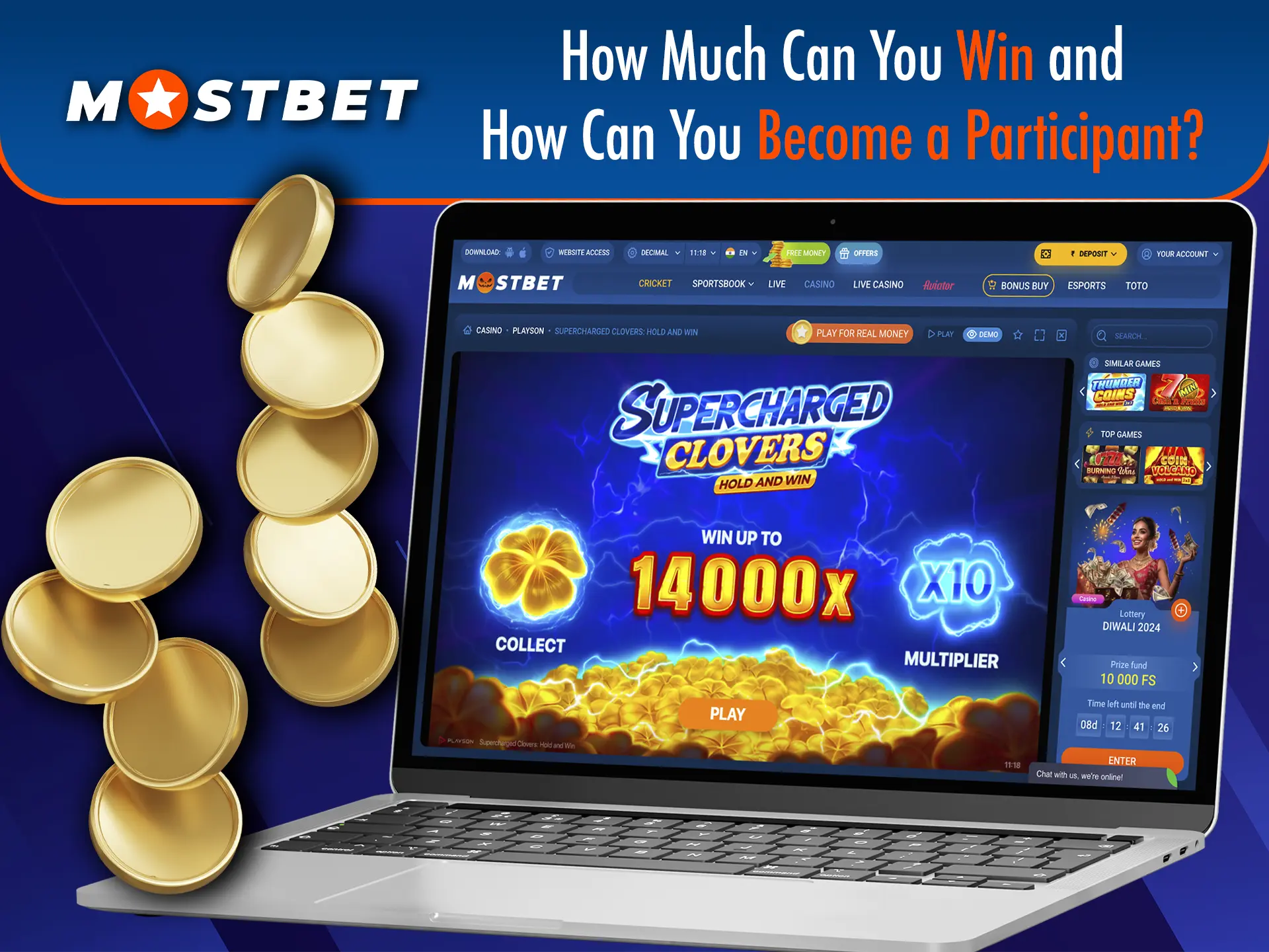 Get the chance to win the highest possible odds in jackpot slots from Mostbet.