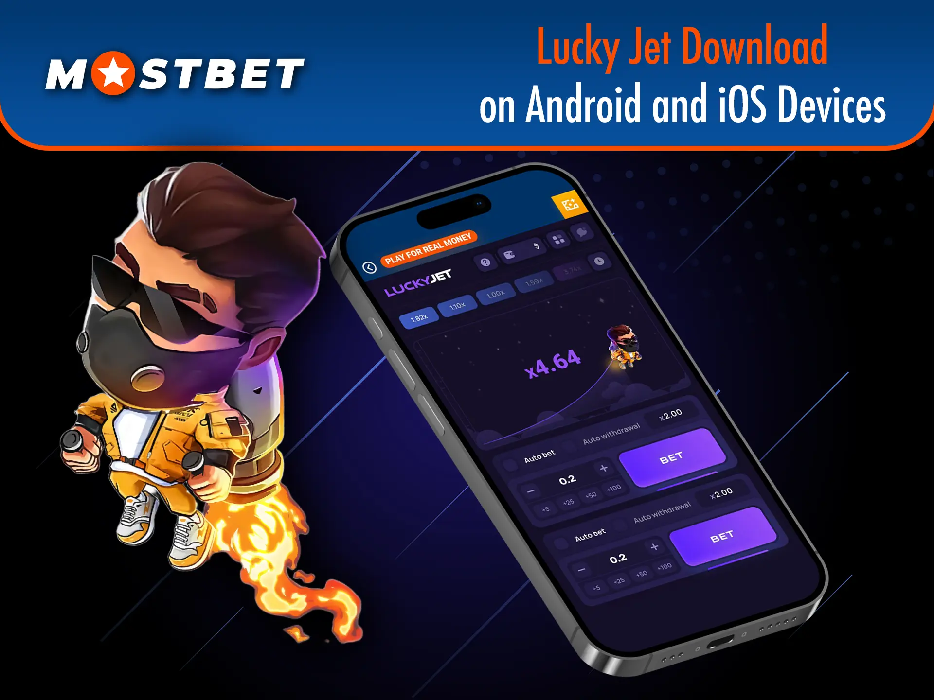 The superb graphics and extensive functionality of the Lucky Jet game are available on the Mostbet app.