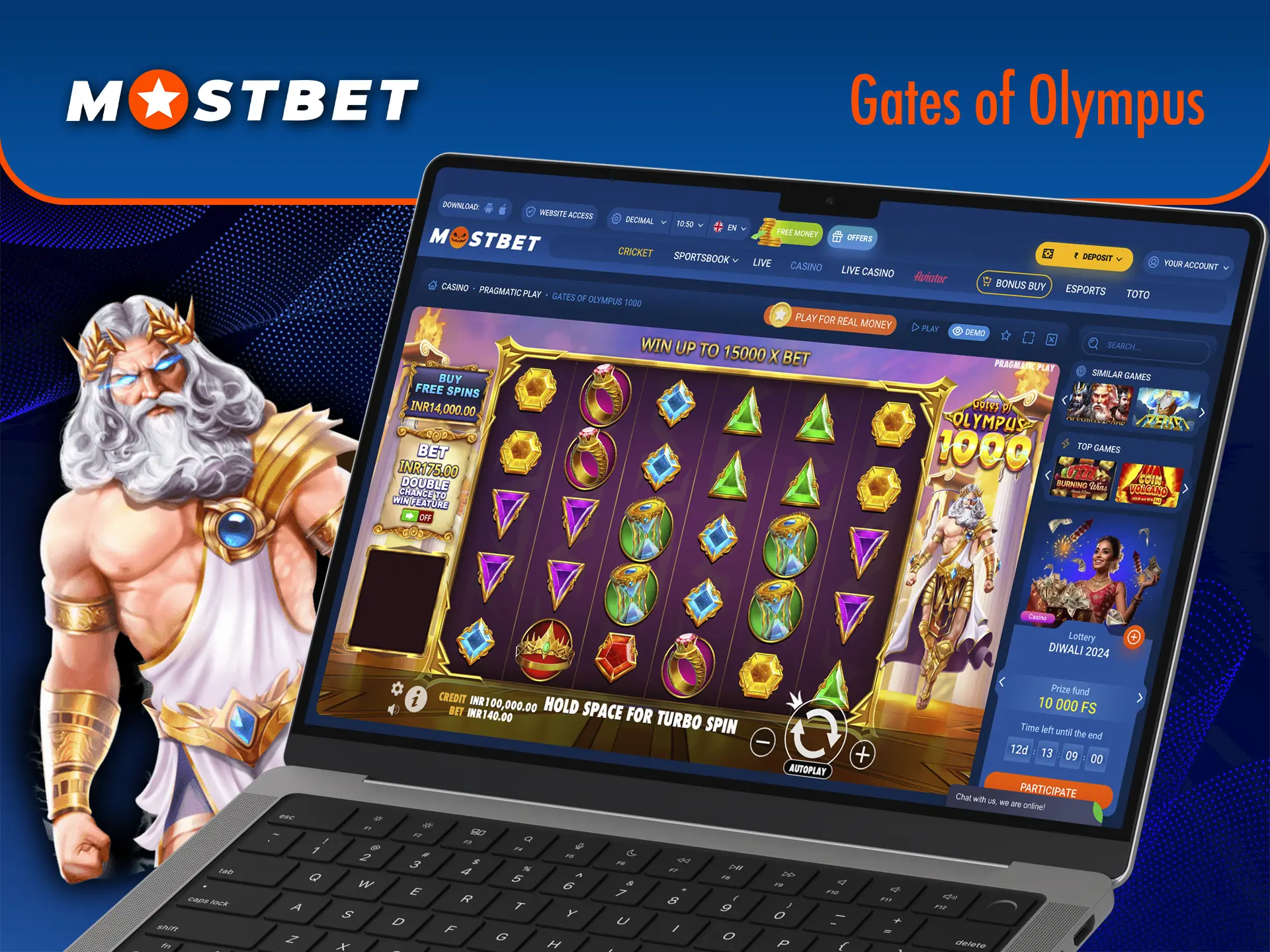 The unique game Gates of Olympus is already available for you at Mostbet Casino.