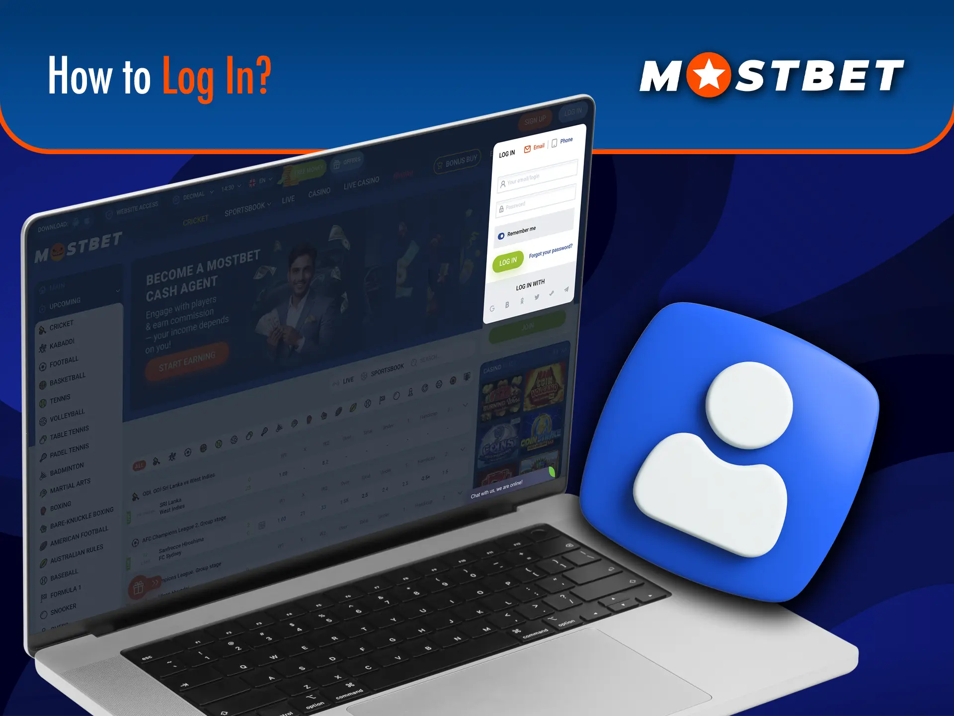 Log in to your Mostbet account to immerse yourself in the world of betting and casino games.