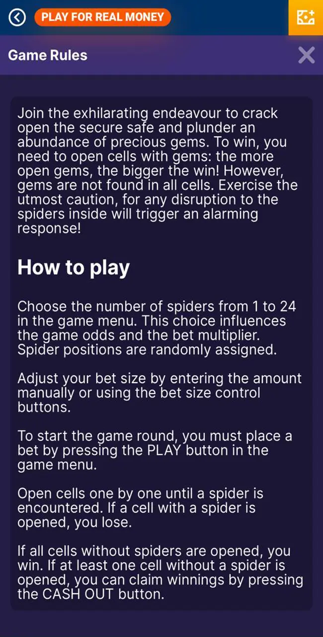 The rules for playing Mines from Mostbet Casino.