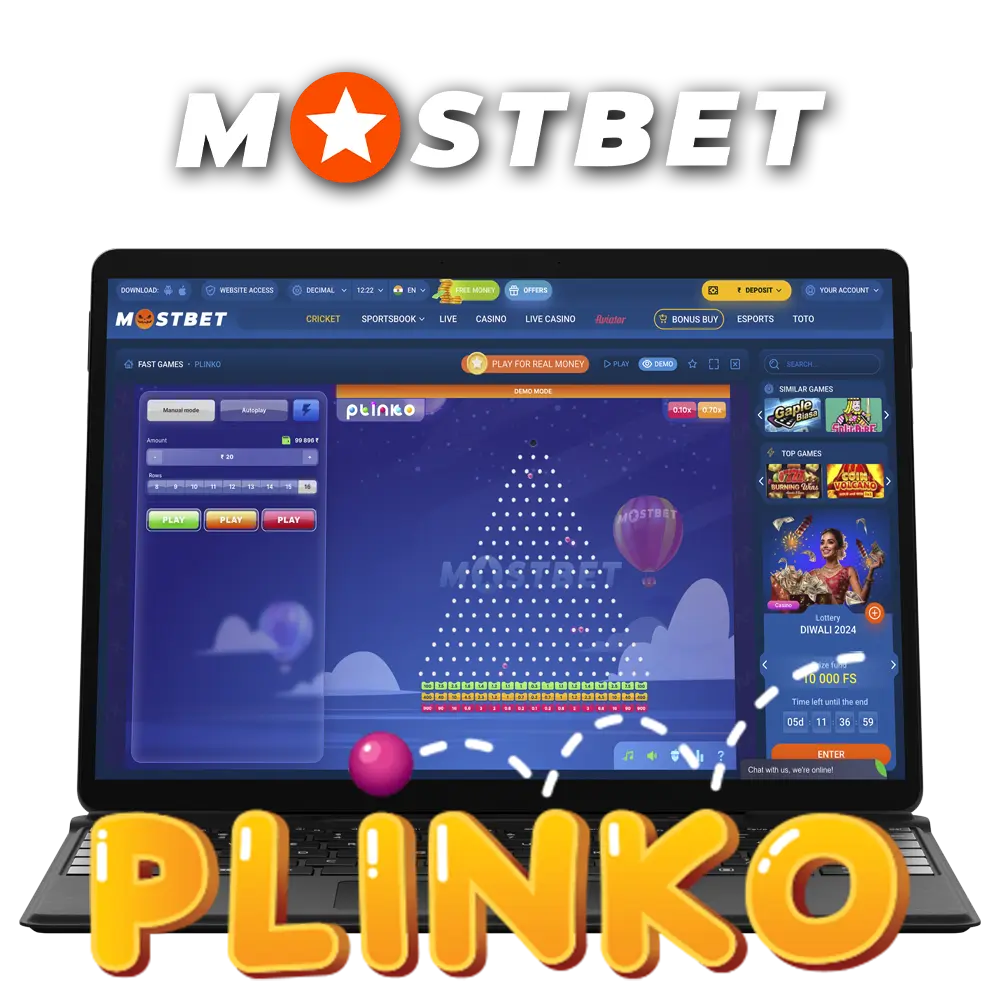 Win a big bonus in Mostbet's Plinko game.