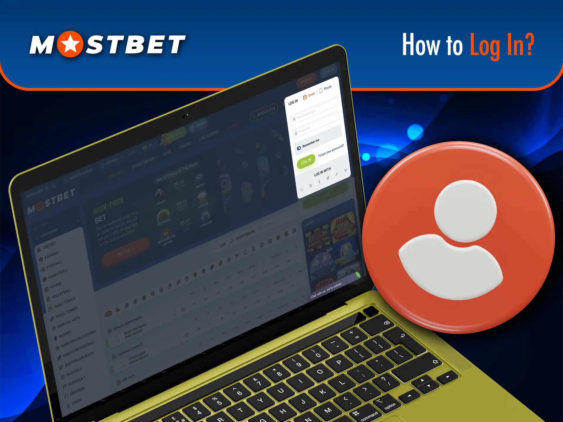 Log in to your Mostbet account to start betting and playing the best slots.