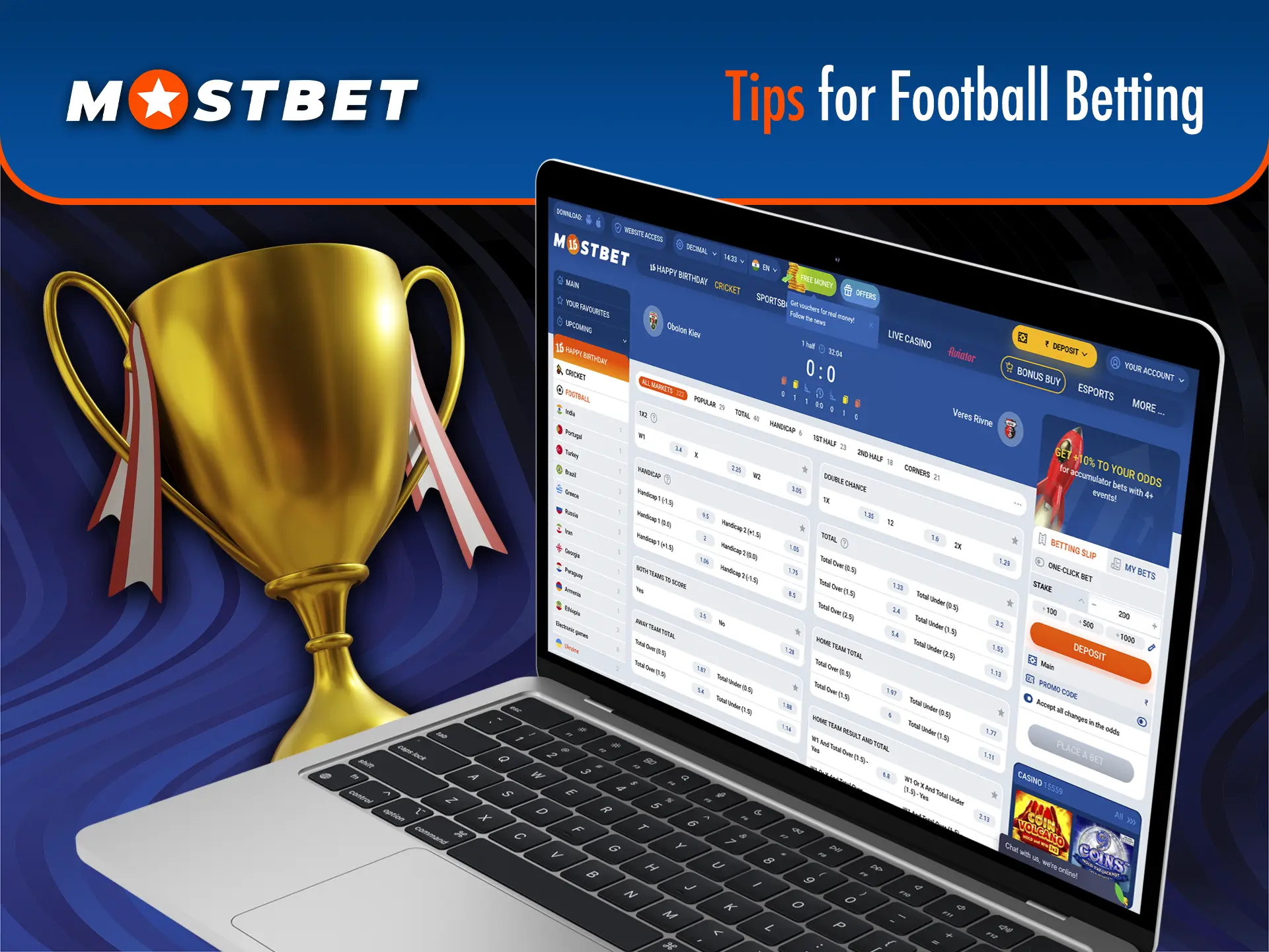 Use the most famous tactics to make regular profits when betting on football at Mostbet bookmaker.