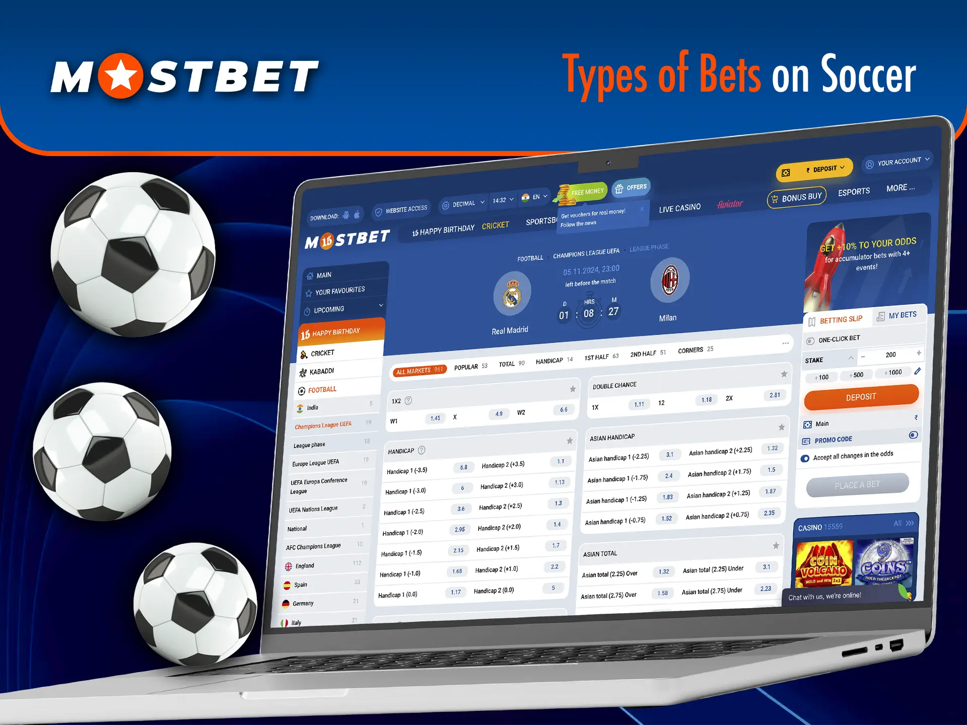 Research and analyse the types of football betting available at Mostbet.