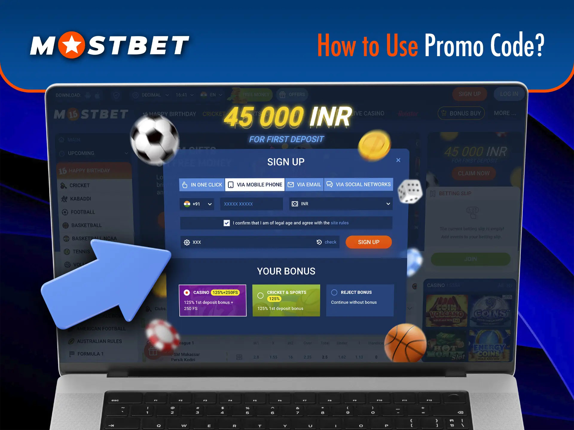 Enter the promo code when registering and dive into the exciting world of betting and the best Mostbet casino games.